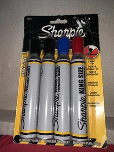VTG. SHARPIE King Size, Metal, Chisel Tip Permanent Markers 4PK New (old Stock) - Picture 1 of 7