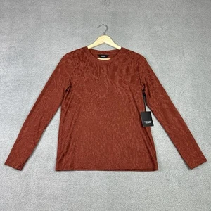 Simply Vera Vera Wang Shirt Women XS Rust Textured Crewneck Top Soft Stretch New - Picture 1 of 10