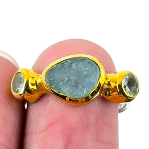 Venta Día de las Hermanas Piedras Preciosas Aguamarina Plata 925 Nuevo Declaración Hecho a Mano Anillo EE. UU. 7 - Imagen 1 de 8