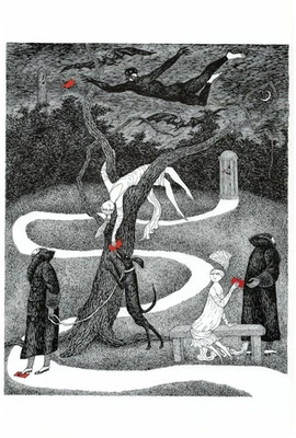 EDWARD GOREY Mini Poster Passing Letters 15x10 Goth Macabre Print 2009 Drawing - Image 1 of 3