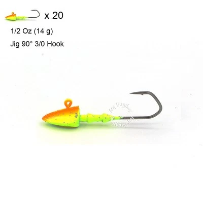 Lot 20 Pieces  1/2 Oz 3/0 Hook Stand Up Lead Jig Head Double Holder Jigs - Image 1 of 3