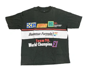 United Colors of Benetton Formula 1 Racing Team Tee T Shirt Size M Black Vintage - Imagen 1 de 13