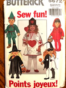 Butterick Sewing Pattern Costumes Size 1-4 Toddler Uncut #5672 New - Picture 1 of 2