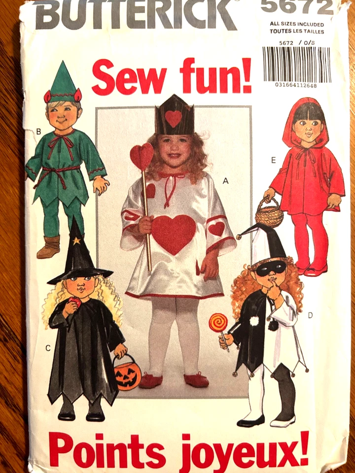 Butterick Sewing Pattern Costumes Size 1-4 Toddler Uncut    #5672 New - Image 1 of 2