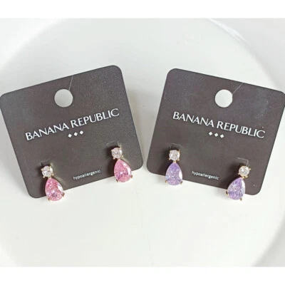 New Banana Republic CZ Drop Earrings Gift Fashion Women Jewelry 2Colors Chosen - Image 1 of 4