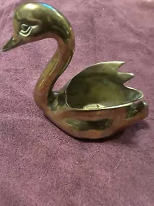 Grande fioriera a cigno in ottone 8" x 9" arredamento casa - Foto 1 di 3