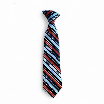 "Corbata de colección George Boys con clip a rayas azul negro rojo juvenil 11"" excelente" Foto 1 de 4
