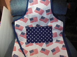PATRIOTIC,  FLAGS & STARS  BBQ / Tail Gating adult apron, NEW,  Handcrafted - Picture 1 of 1