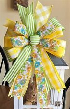 10 " Yellow Floral BOW for Door Wreath, Swag, Garland, Mailbox, Lantern, # 21 rb