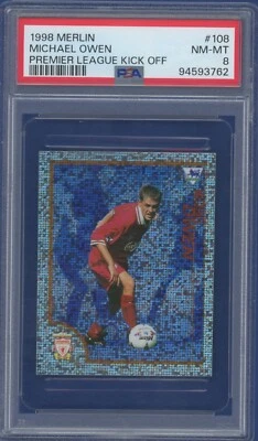 1998 Merlin #108 Michael Owen PSA 8 ROOKIE Liverpool - Image 1 of 2