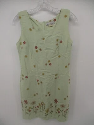 Dressbarn Size 10 Sleeveless Square Neck Wide Strap Short Floral Dress Zipped - Image 1 of 4