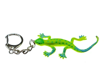 Gecko Keychain Charm Salamander Lizard Green Blue - Image 1 of 3