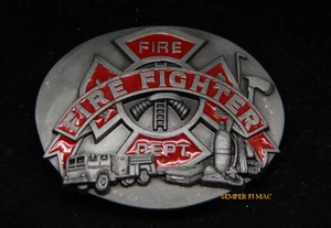 CINTURÓN DE BOMBERO HEBILLA BOMBERO HECHO EN EE. UU. HACHA CAMIÓN PIN UP REGALO MOTOR WOW - Imagen 1 de 12