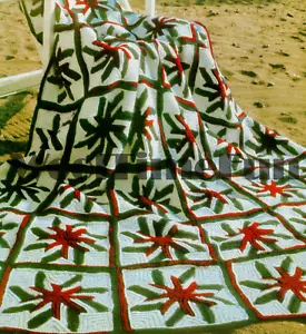 Coperta patchwork motivo all'uncinetto design a stella afgano - Foto 1 di 1