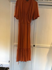 Primark Wrap Over Burnt Orange Dress Size 14 Never Worn Bloggers Festival 