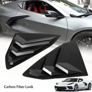Carbon Look Quarter Rear Window Louver Cover Trim for Corvette C8 Coupe 20-24 - Bild 1 von 10