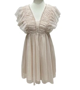 Entro Gingham V-Neck Mini Dress Ruffle Details Size Large - Picture 1 of 11