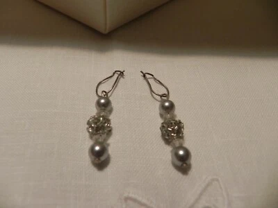 CREAZIONI - Orecchini in argento con perle e swarovski - fatti a mano - BIJOUX - Immagine 1 di 2