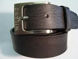 Gents Leather Belt 100% Distressed leather Black 1.25" Milano - Picture 1 of 6