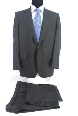 Oxxford Clothes 2Btn Suit Gray Green 120’s Flannel Wool Men’s 44L - Image 1 of 4
