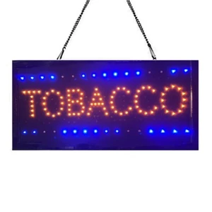 Tobacco LED NEON SIGN STATIC ON LIGHT Plate Business Shop Bar Restaurant 48X25cm - Picture 1 of 3