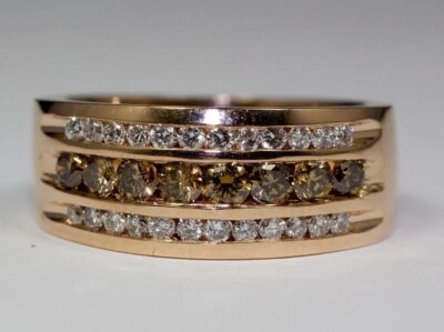 Men's 3.00 Ct Round Cut Simulated Brown Diamond Band Ring 14K Rose Gold Plated - Image 1 of 4