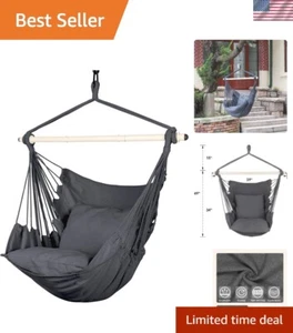 Elegant Hanging Rope Swing with Steel Bar – 500lbs Capacity, Cushions Included - Picture 1 of 10