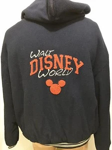 Walt Disney World Mickey Mouse XL Wool Varsity Jacket Hoodie Navy Blue - Picture 1 of 6