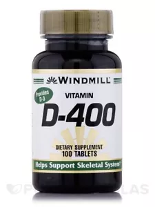 Windmill Vitamin D-400 Helps Support Skeletal Supplement Tablets 100 ct 2 Pack - Picture 1 of 4