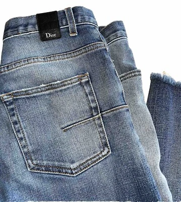 Jeans DIOR HOMME Stretch Button Fly 29 SLIM 17,5 CM Hedi Slimane bainha crua alterada - Imagem 1 de 4