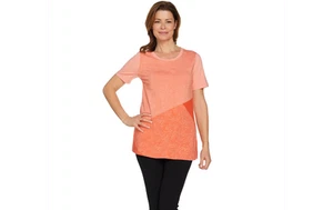 Túnica H by Halston Manga Corta Estampado en Bloques de Color Tejida Coral Talla 3X A288596 J - Imagen 1 de 3