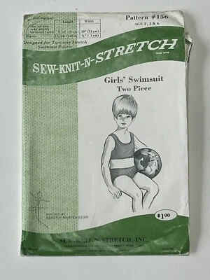 Girls Bikini 2pc Bathing Suit Size 2 4 6 Vintage Uncut Pattern 156 Swimsuit - Image 1 of 2