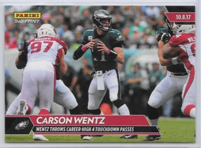 CARSON WENTZ 2017 PANINI INSTANT #49 PHILADELPHIA EAGLES SSP (PR 61) - Image 1 of 2
