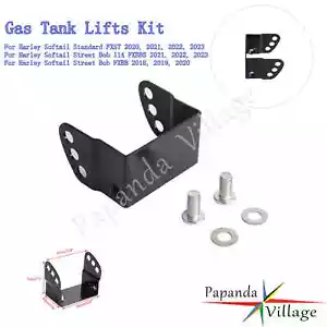 Adjustable Black Gas Tank Lifts Kit For Harley Softail Street Bob 114 FXBBS FXBB - Imagen 1 de 8