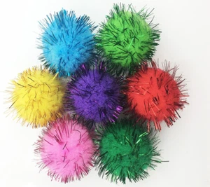 30 Piece Assorted Color Sparkle Balls Cat'S Favorite Toy Tinsel Pom Poms Glitter - Picture 1 of 12