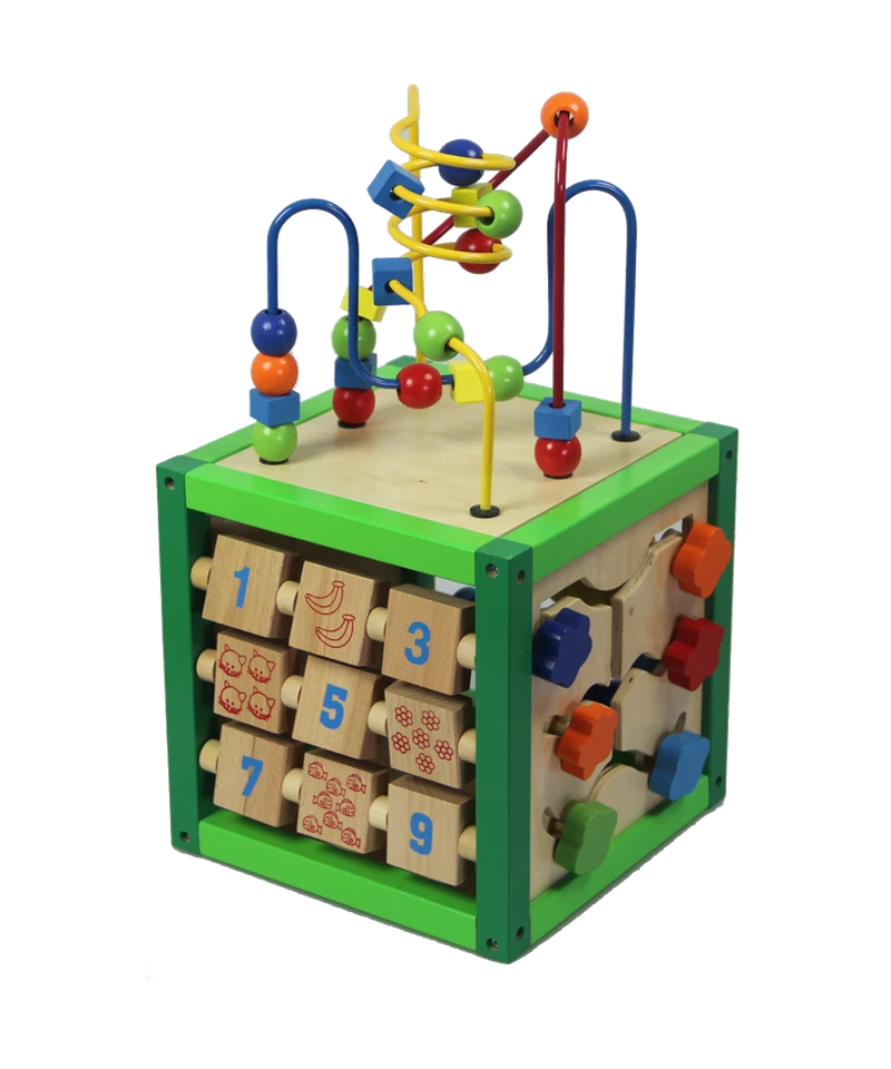 PRIMI PASSI Activity Cube Würfel Motorikwürfel Motorikschleife Rechenschieber Kreidetafel