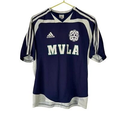 Camiseta de fútbol Adidas Climalite juvenil MVLA mediana azul blanca camisa ropa activa Foto 1 de 4