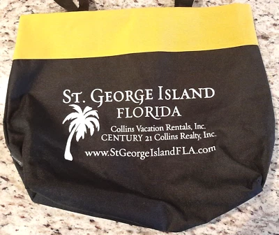 BOLSO DE VIAJE/VACACIONES ST. GEORGE ISLAND FLORIDA GEMLINE ~ NEGRO AMARILLO BLANCO Foto 1 de 4