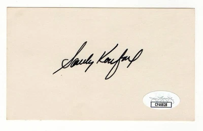 Sandy Koufax Signed Autographed 3X5 Index Card Dodgers HOFer JSA CF46828 - Image 1 of 2