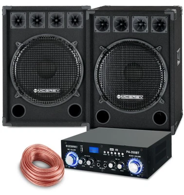 PA Anlage DJ Party Sound Lautsprecher Boxen Bluetooth Verstärker Kabel Set 1600W - Bild 1 von 4