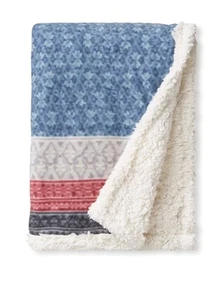 Eddie Bauer Brushed Throw Blanket Reversible Sherpa & Brushed Fleece, - Picture 1 of 2