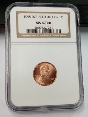 1995 Lincoln Cent NGC MS67RD Double Die OBVERSE - Image 1 of 4