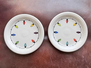 2er SET FIESTA WEIHNACHTSBELEUCHTUNG 6 1/2" VORSPEISE DESSERTTELLER FEIERTAG GLÜHBIRNEN - Bild 1 von 6