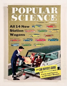 1957 Feb POPULAR SCIENCE '57 Car Buyer's Guide STATION WAGONS B-52 bomber A-BOMB - Picture 1 of 7