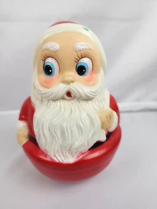Vintage roly poly SANTA CLAUS figure Toy weeble wobble chime bell Japan 6" - Picture 1 of 5
