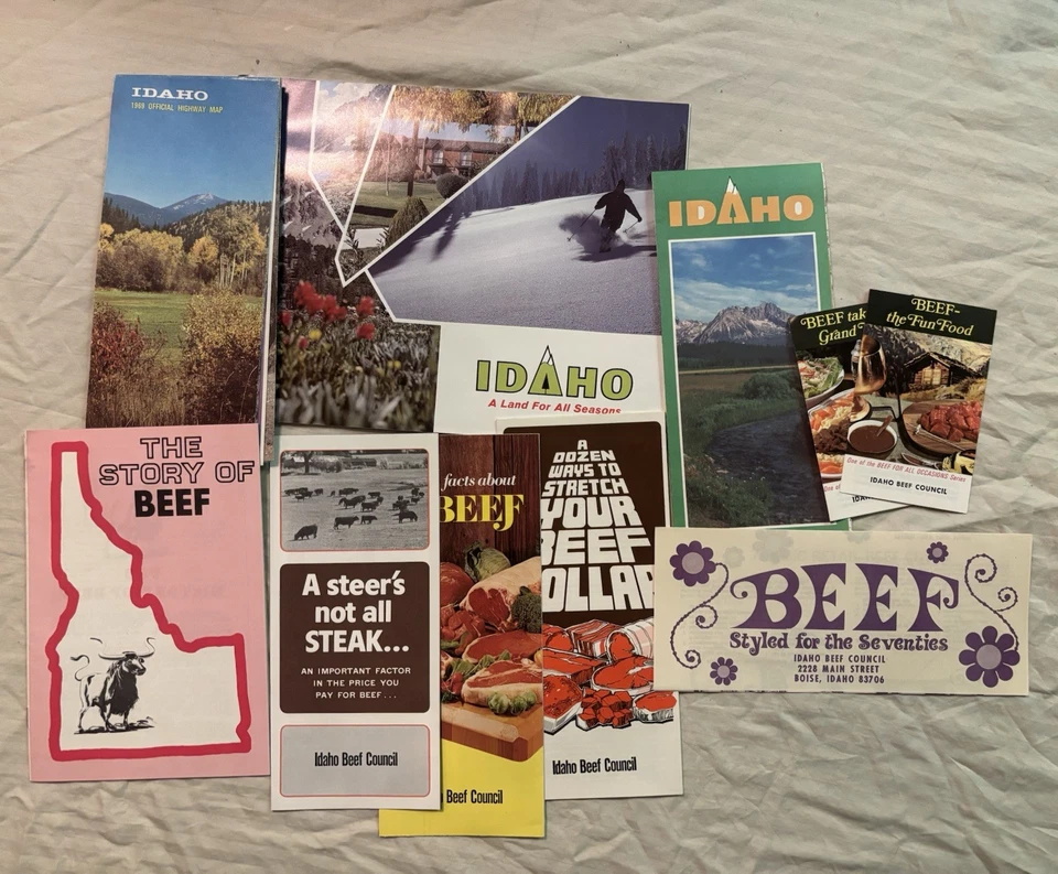 Lote De 11 Folletos De Colección De Idaho Mapas Revistas Idaho Beef Council Años 60-70 Foto 1 de 3