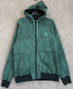 Jordan Hoodie Herren Large grün Elefantenmuster durchgehender Reißverschluss Kapuzenjacke Nike - Bild 1 von 15