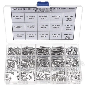 #2-56#4-40#6-32 UNC Stainless Steel Socket Head Cap Screws Nuts Assortment Ki... - Picture 1 of 6