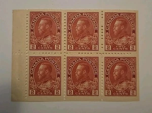 Canada Scott 106a King George V Admirals Uniform 1912 F-VF MNH Booklet Pane Of 6 - Picture 1 of 1