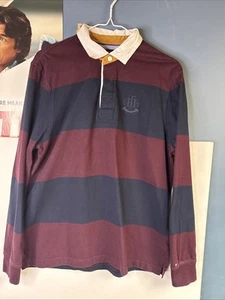 Tommy Hilfiger Striped Long Sleeve Polo Rugby Shirt Men's Medium - Picture 1 of 8